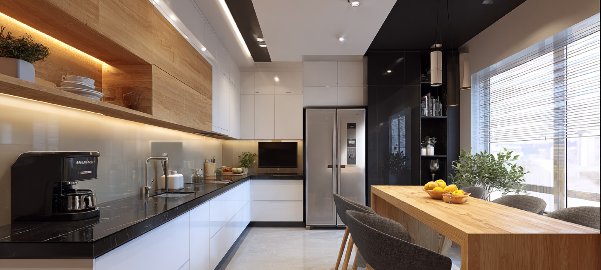 Чёрные натяжные потолки в интерьере