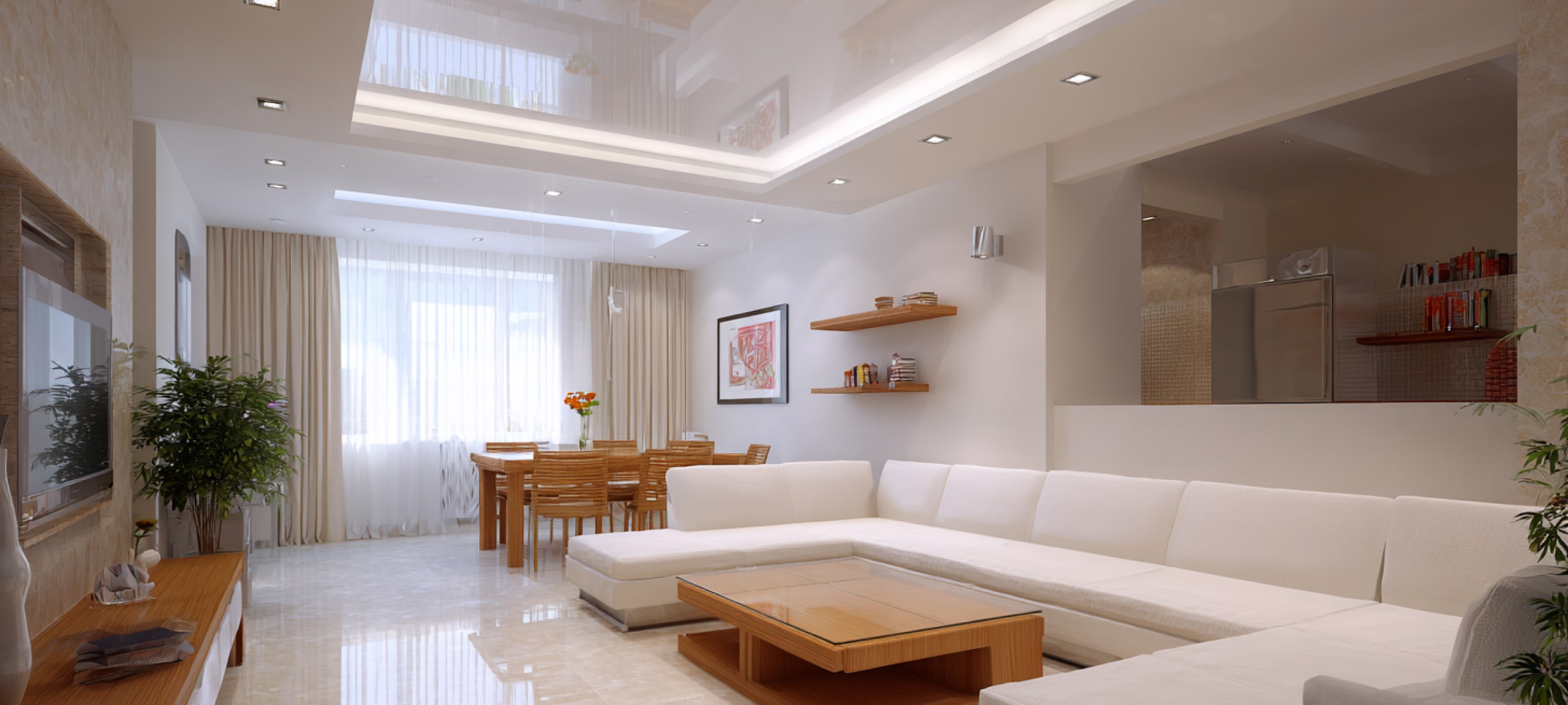 Глянцевые натяжные потолки: особенности и преимущества Глянцевые натяжные потолки: особенности и преимущества