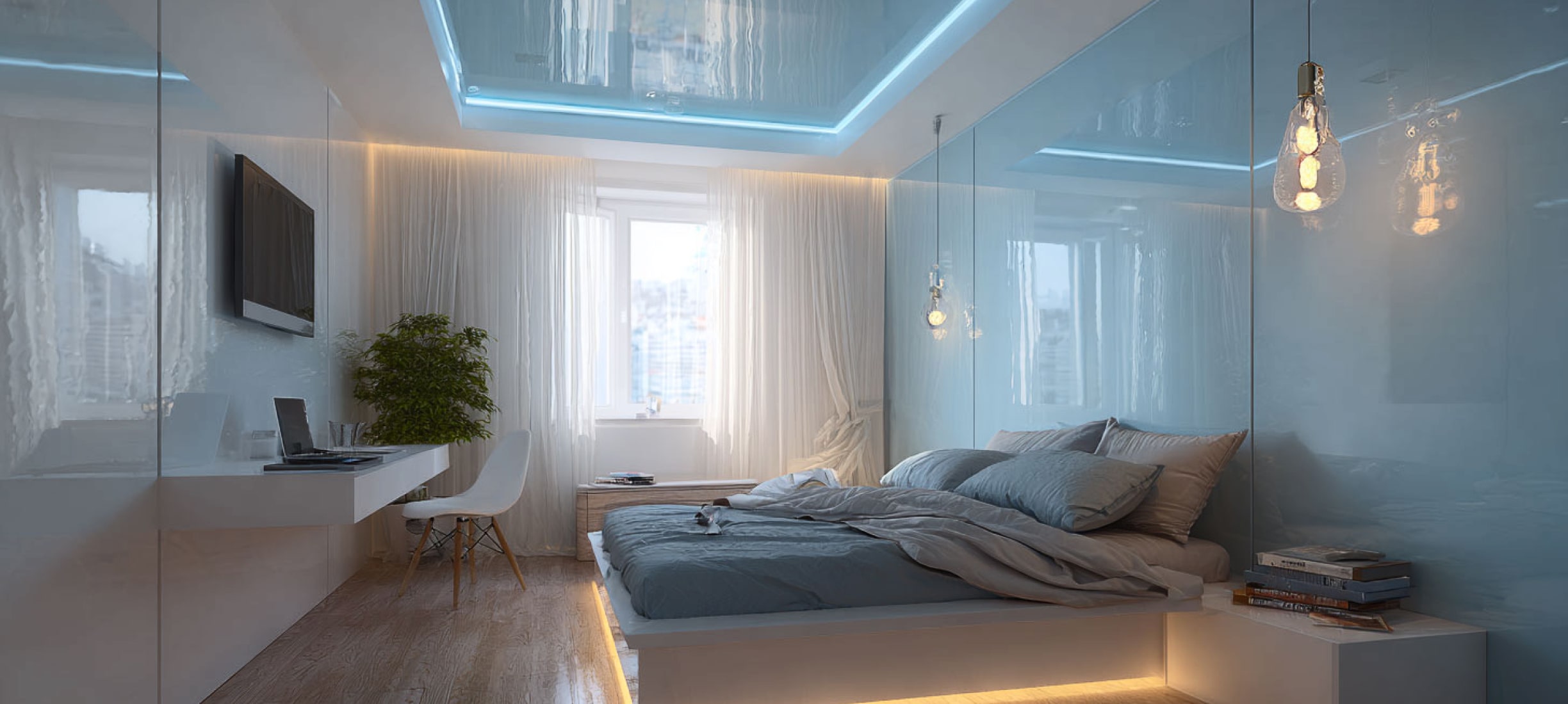 Глянцевые натяжные потолки: особенности и преимущества Глянцевые натяжные потолки: особенности и преимущества