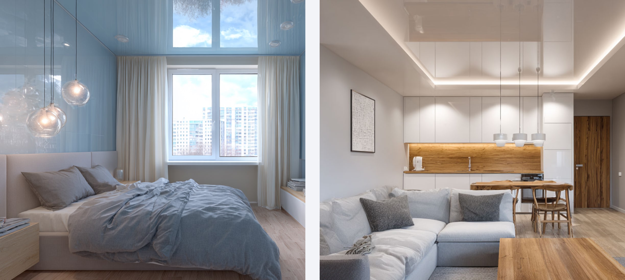 Глянцевые натяжные потолки: особенности и преимущества Глянцевые натяжные потолки: особенности и преимущества